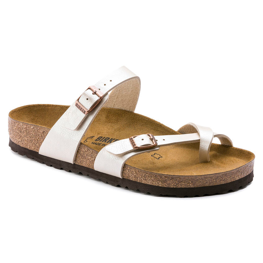 Mayari Pearl White Birko Flor sandals