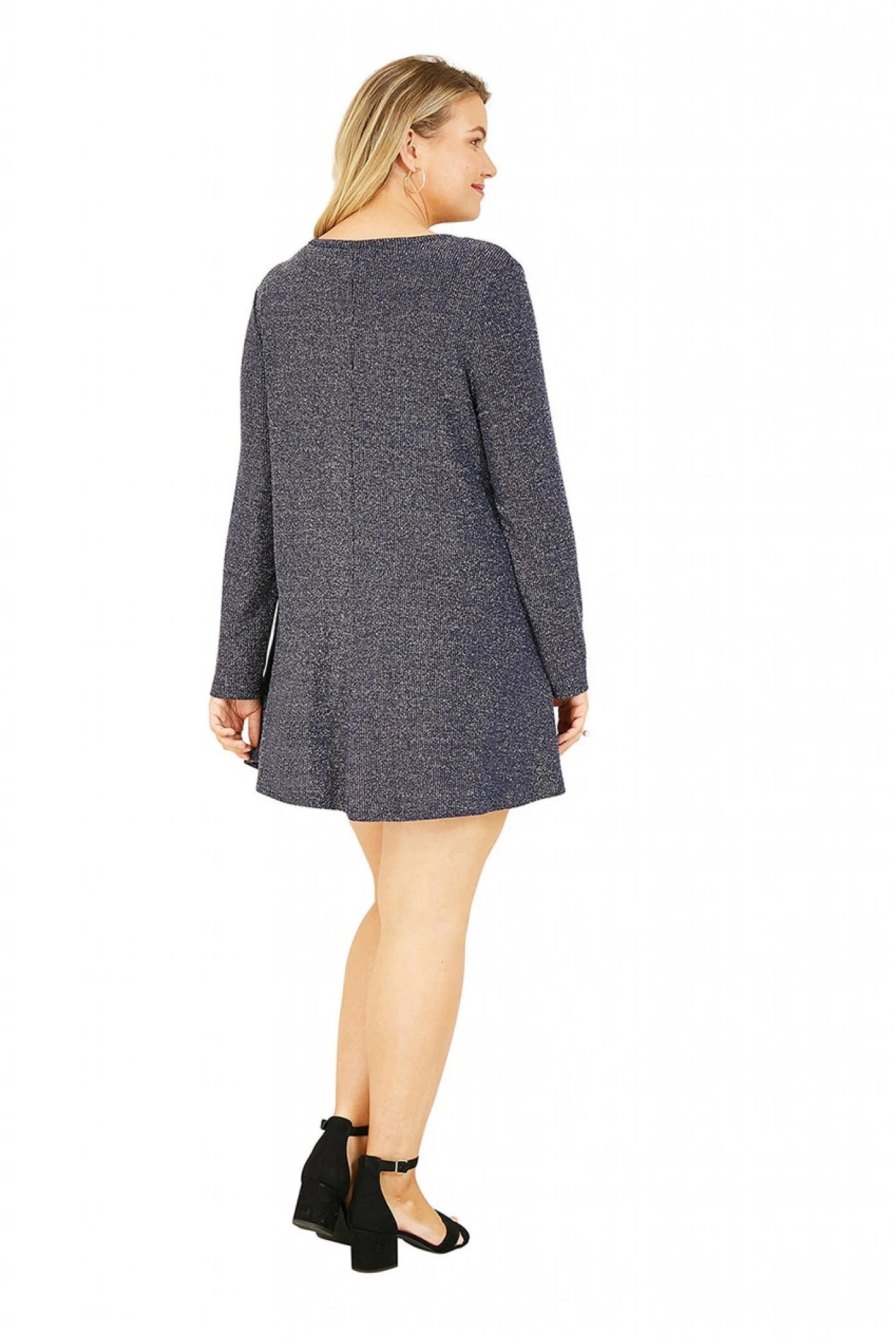 Mela London Shimmer Tunic Dress Navy Plus Size