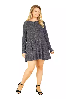 Mela London Shimmer Tunic Dress Navy Plus Size