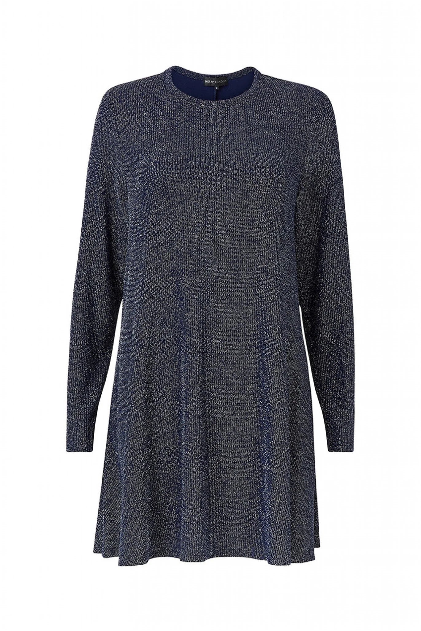 Mela London Shimmer Tunic Dress Navy Plus Size