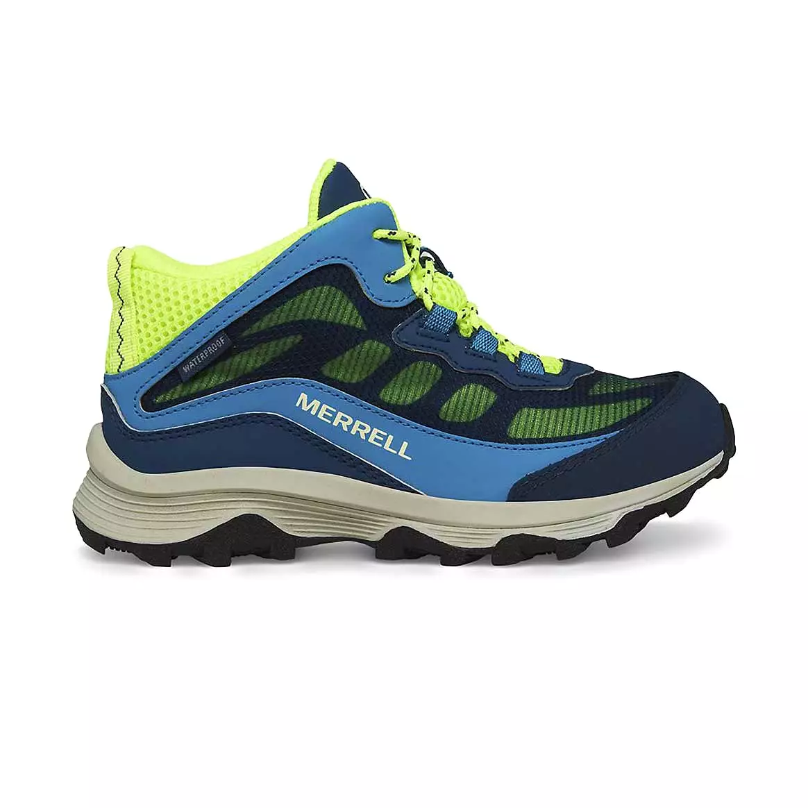 Merrell Boy's Moab Speed Mid Navy/Hi Viz Waterproof Shoe