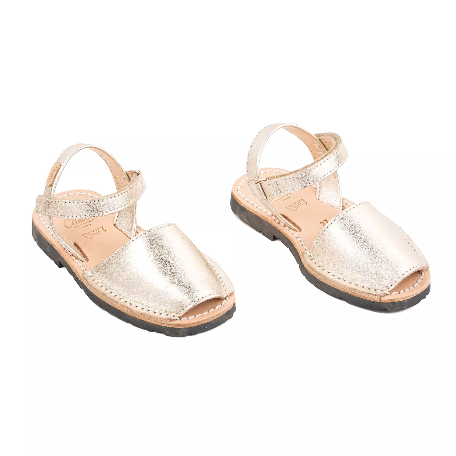 Metallic Plain Leather Menorcan Sandal For Kids - Iker 1002