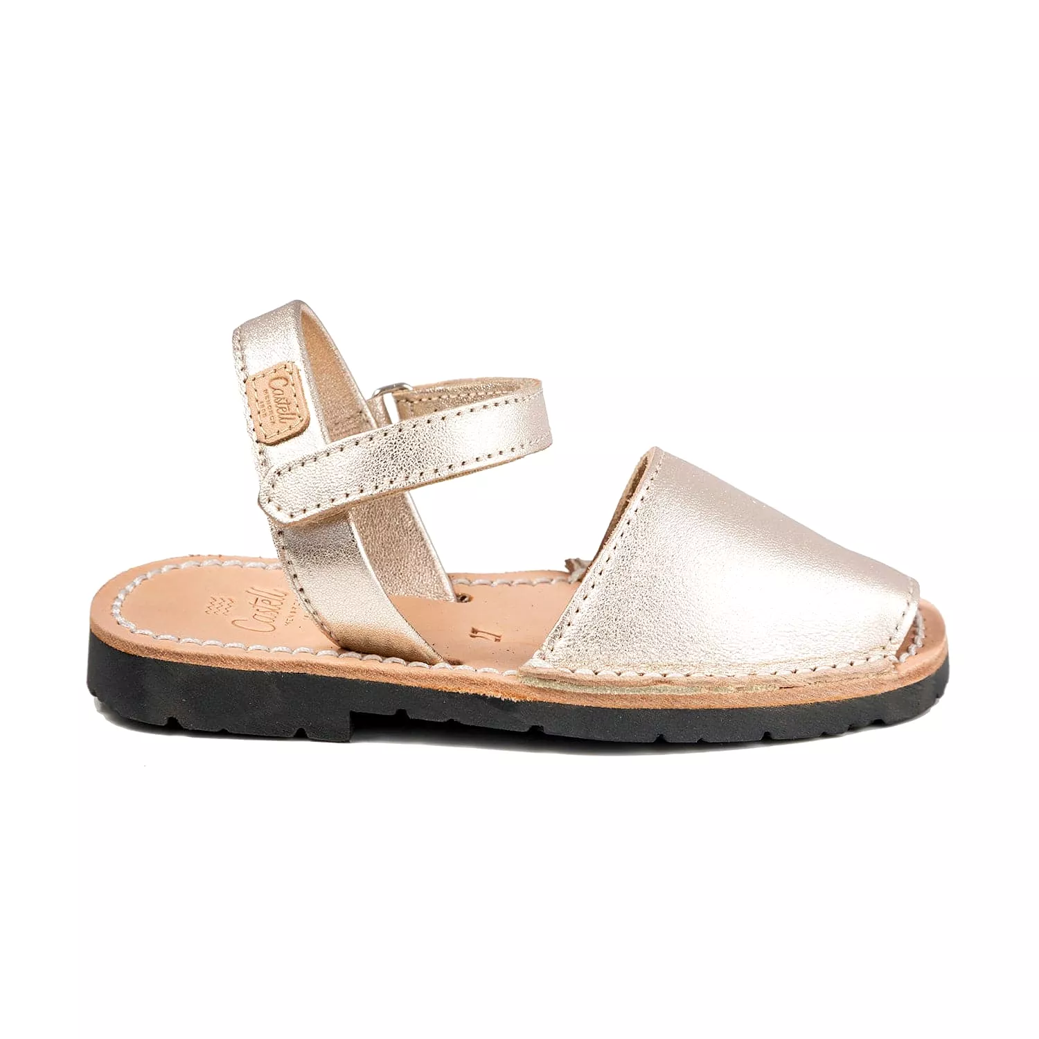 Metallic Plain Leather Menorcan Sandal For Kids - Iker 1002