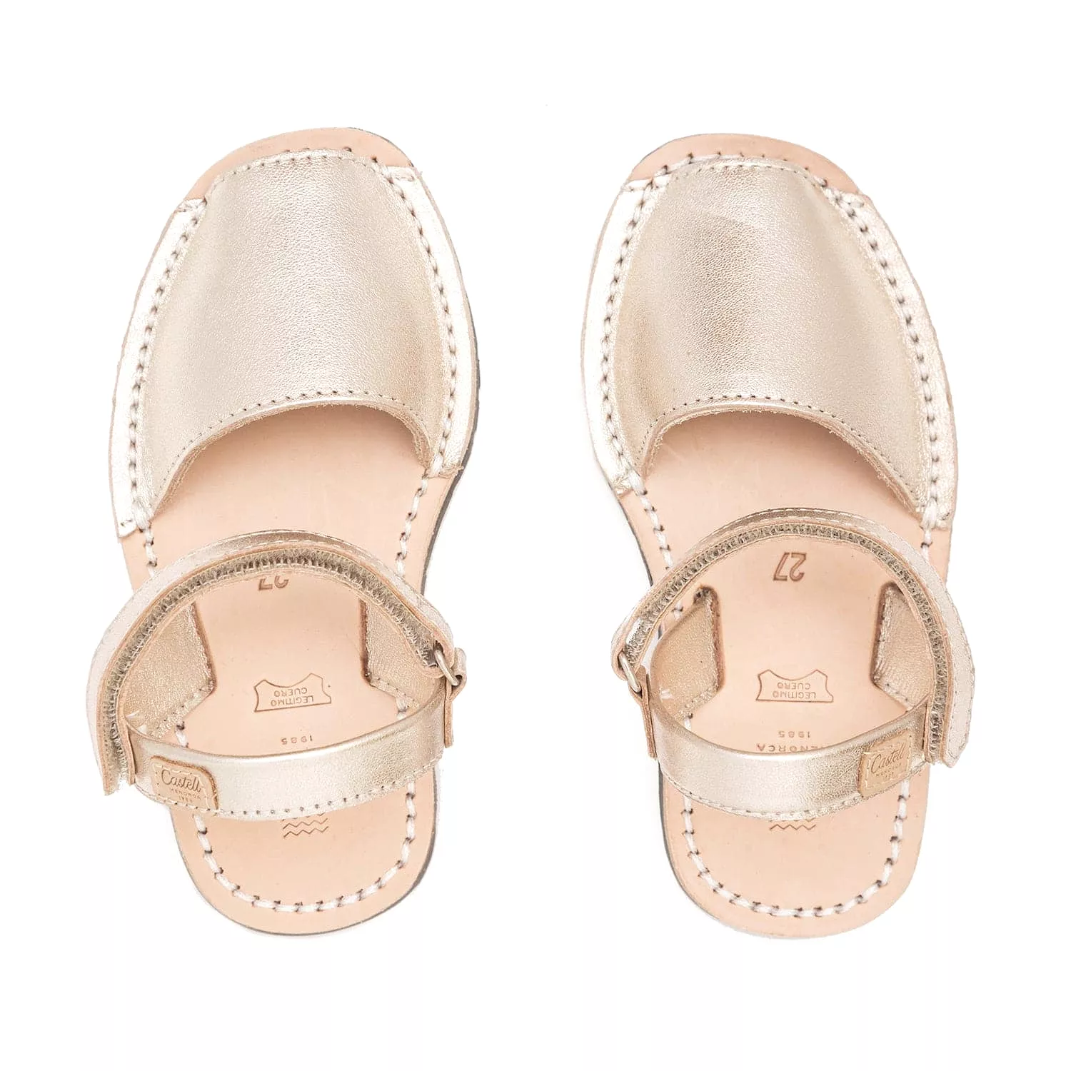 Metallic Plain Leather Menorcan Sandal For Kids - Iker 1002