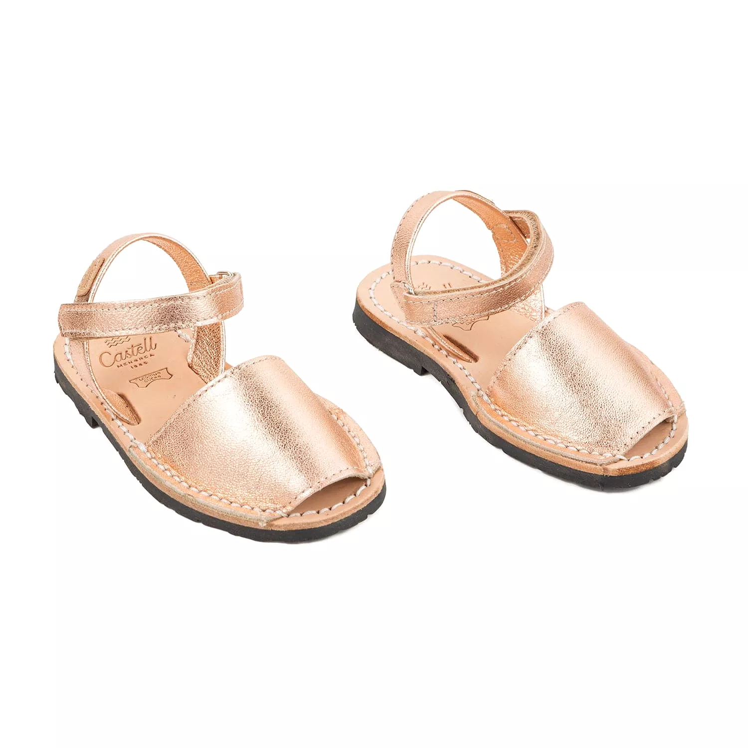 Metallic Plain Leather Menorcan Sandal For Kids - Iker 1002