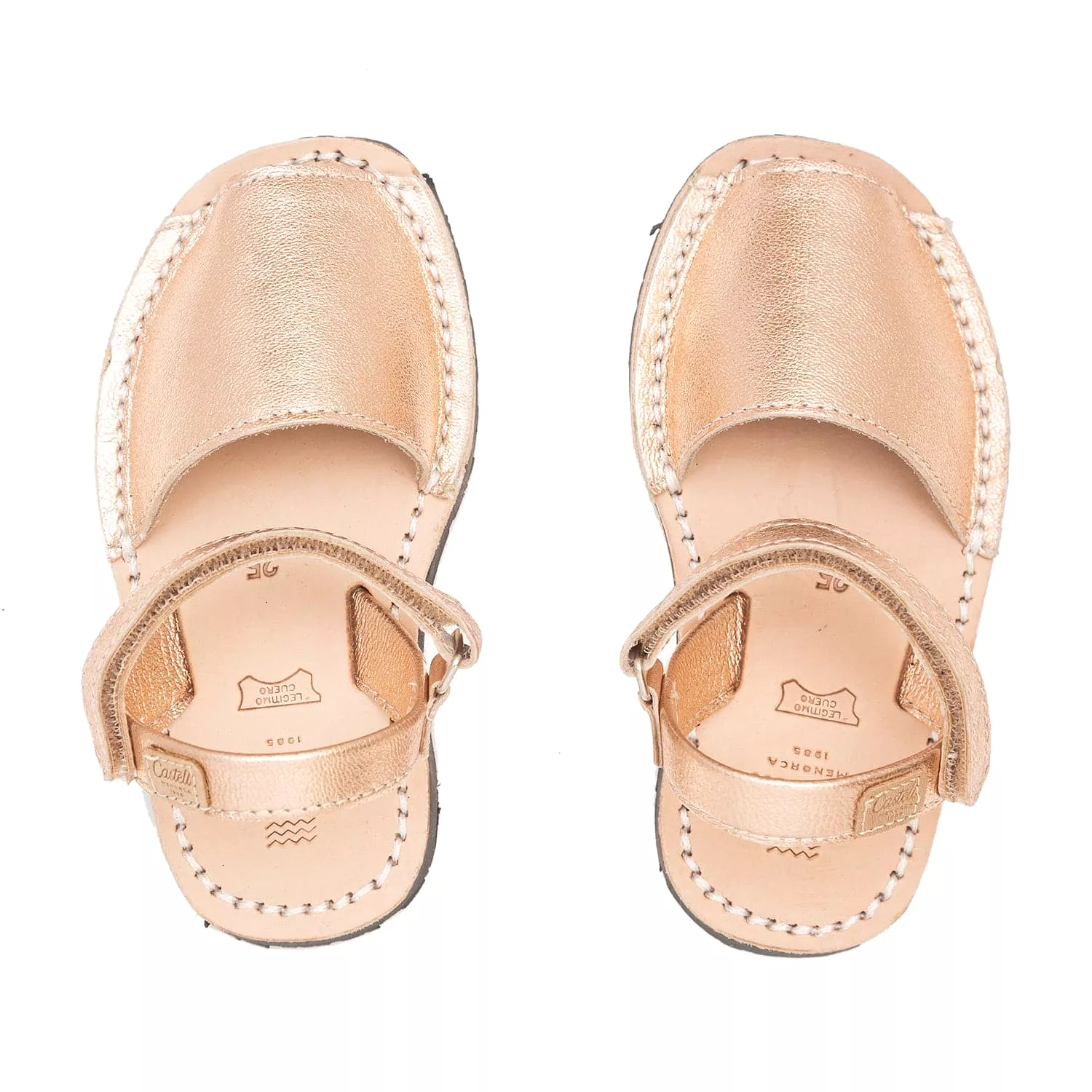 Metallic Plain Leather Menorcan Sandal For Kids - Iker 1002