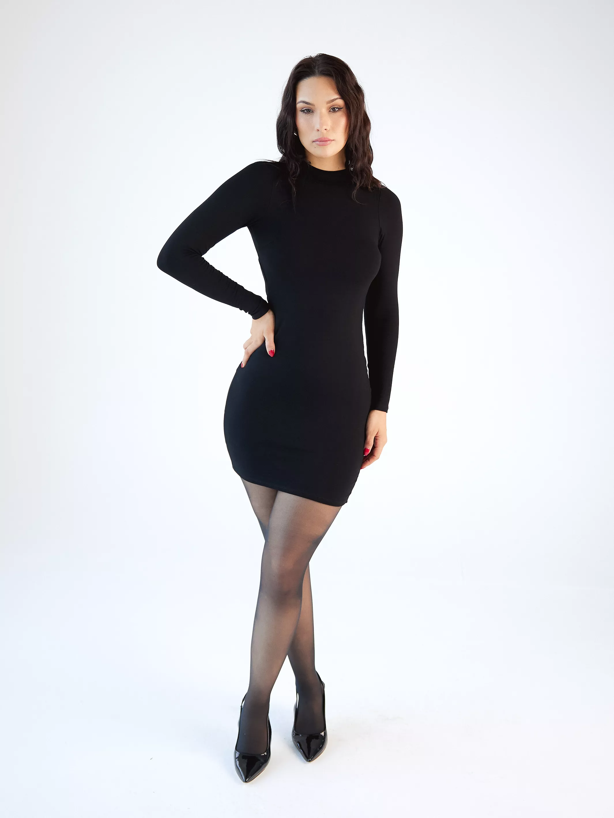 Mock Turtleneck Backless Brami Dress