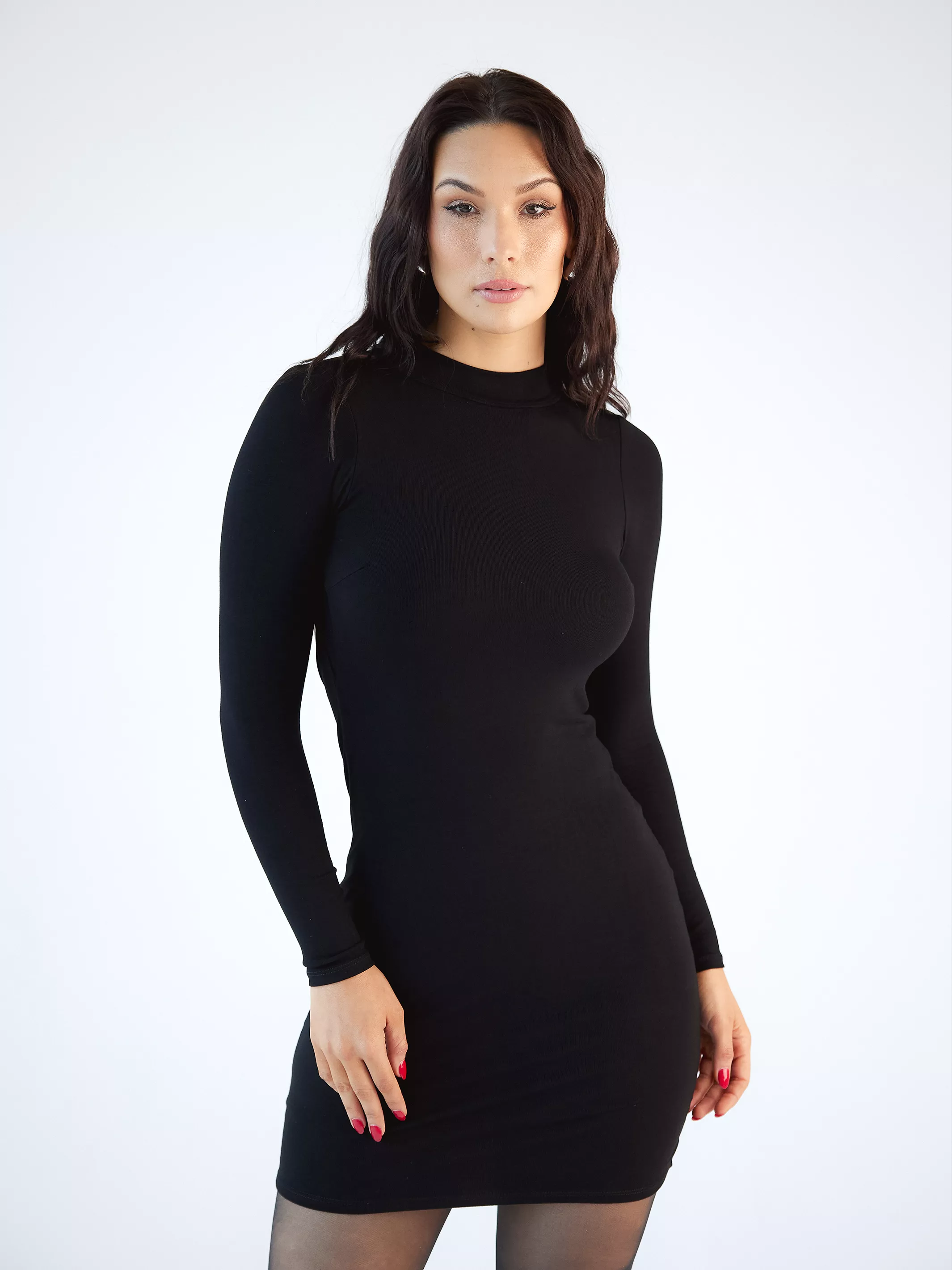 Mock Turtleneck Backless Brami Dress