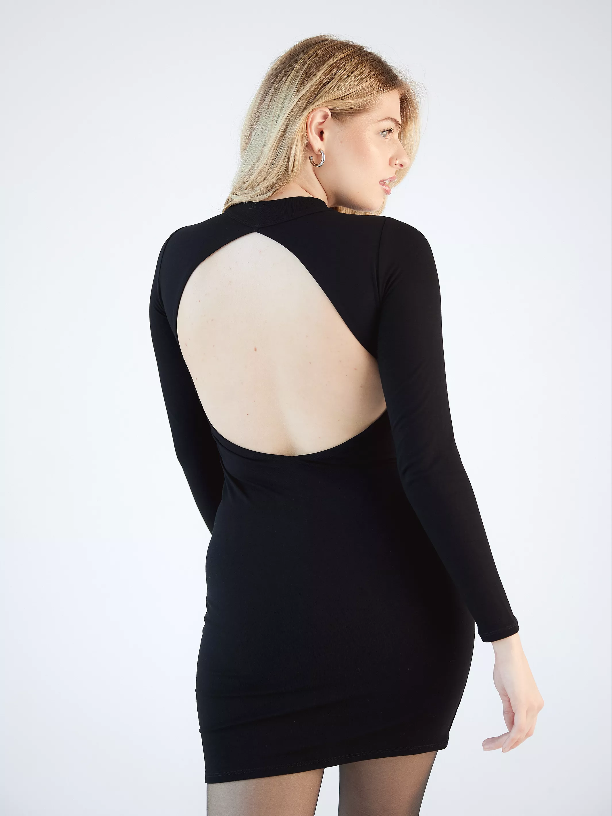 Mock Turtleneck Backless Brami Dress