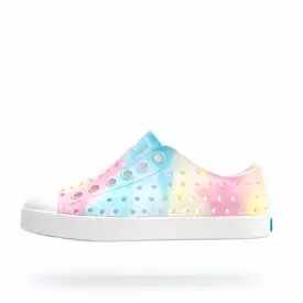 Native Shoes Children's Sugarlite Jefferson Shoe in Shell White/Pastel Tie Dye.