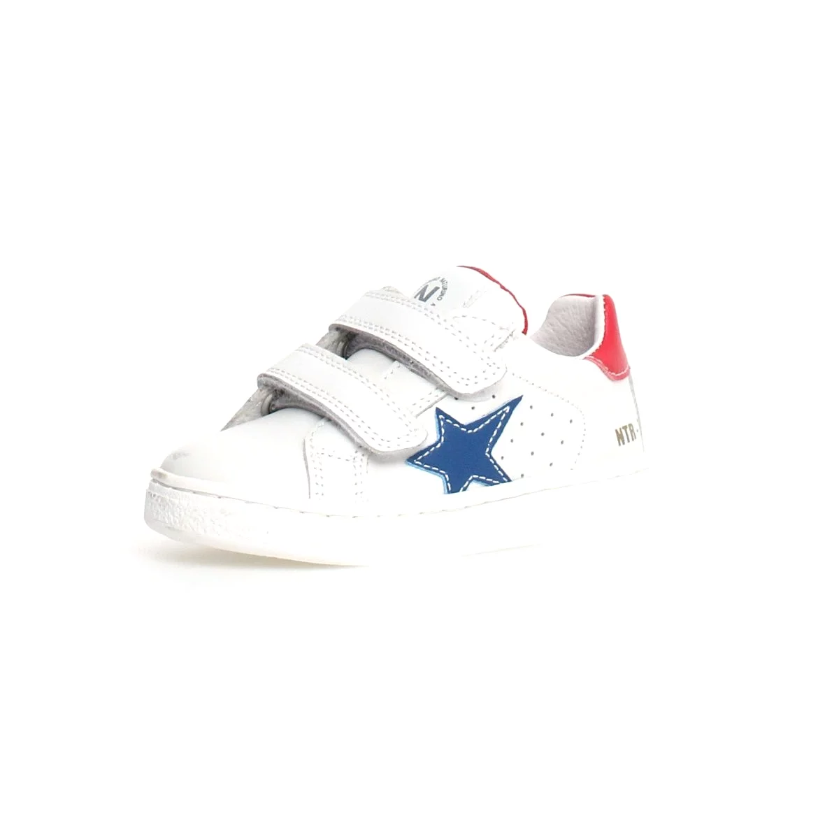 Naturino Boys Pinn White Leather Blue Star Shoes + Sizes 27-32.