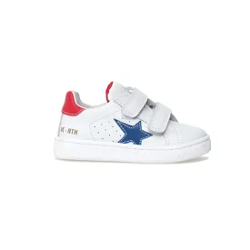 Naturino Boys Pinn White Leather Blue Star Shoes + Sizes 27-32.