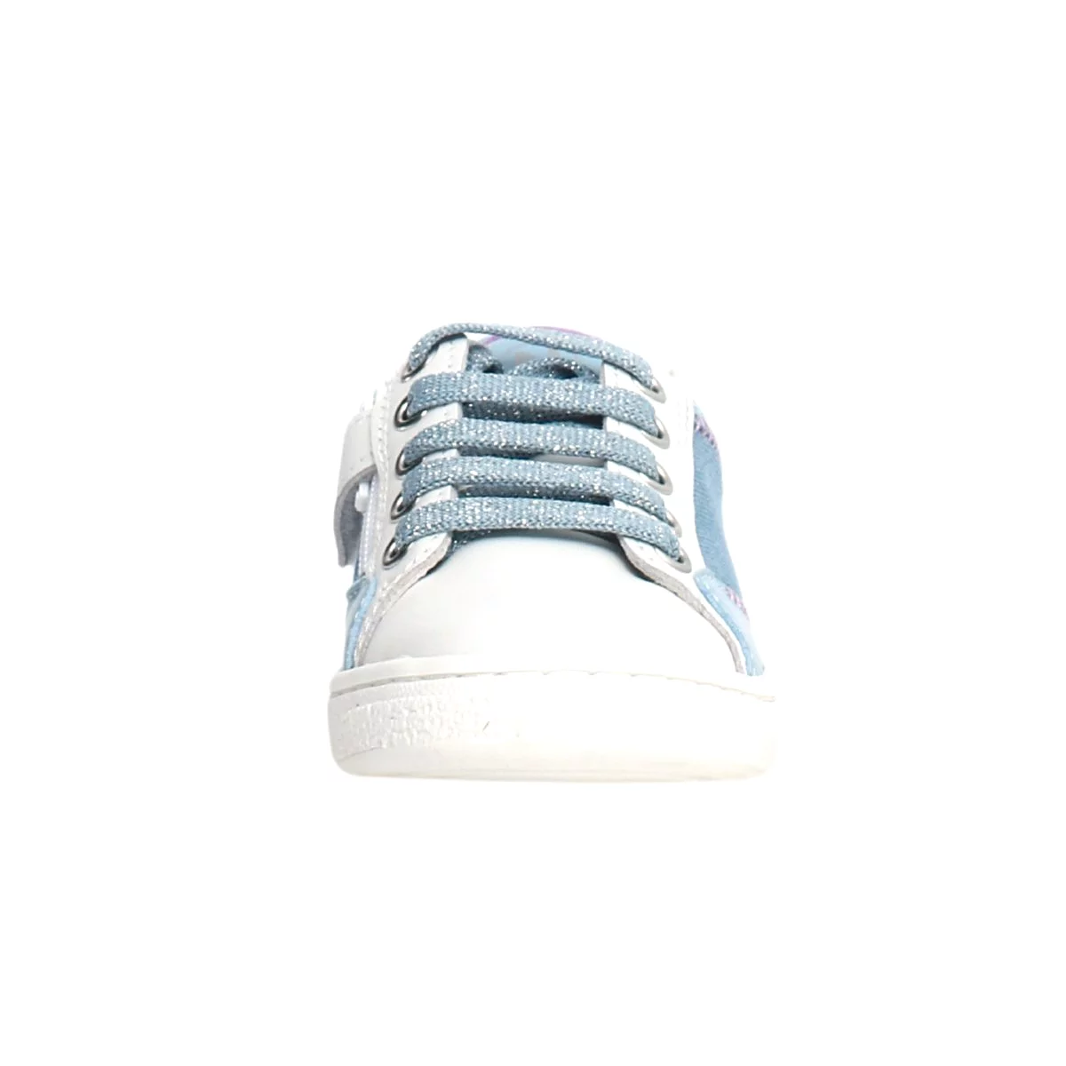 Naturino denim side zip sneaker for girls, sizes 27-32.