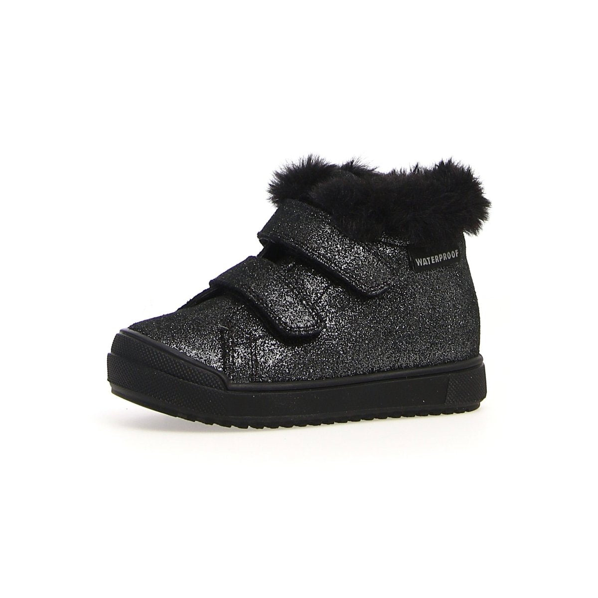 Naturino Girl's Dellen Black Glitter/Fur Lined Waterproof Shoes Sizes 27-32