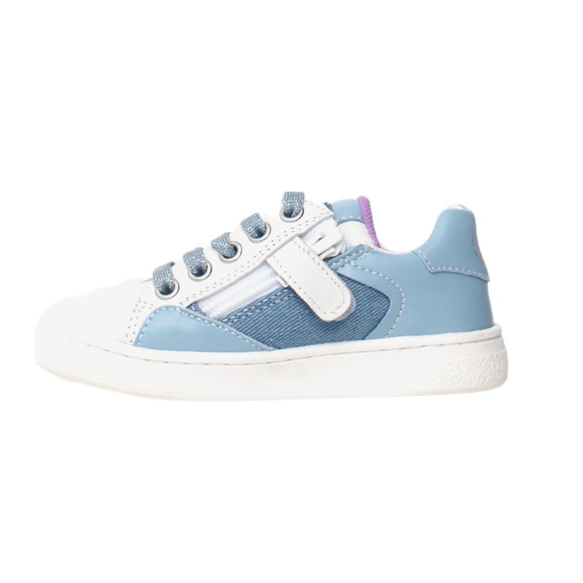 Naturino Girl's Denim Side Zip Sneaker - Sizes 33-35.