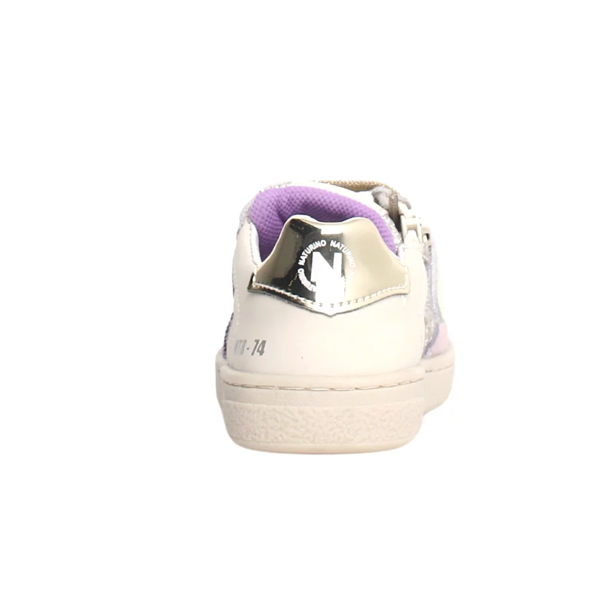 Naturino Girls Shoes Sizes 27-32 - White Leather Glitter Side Zip