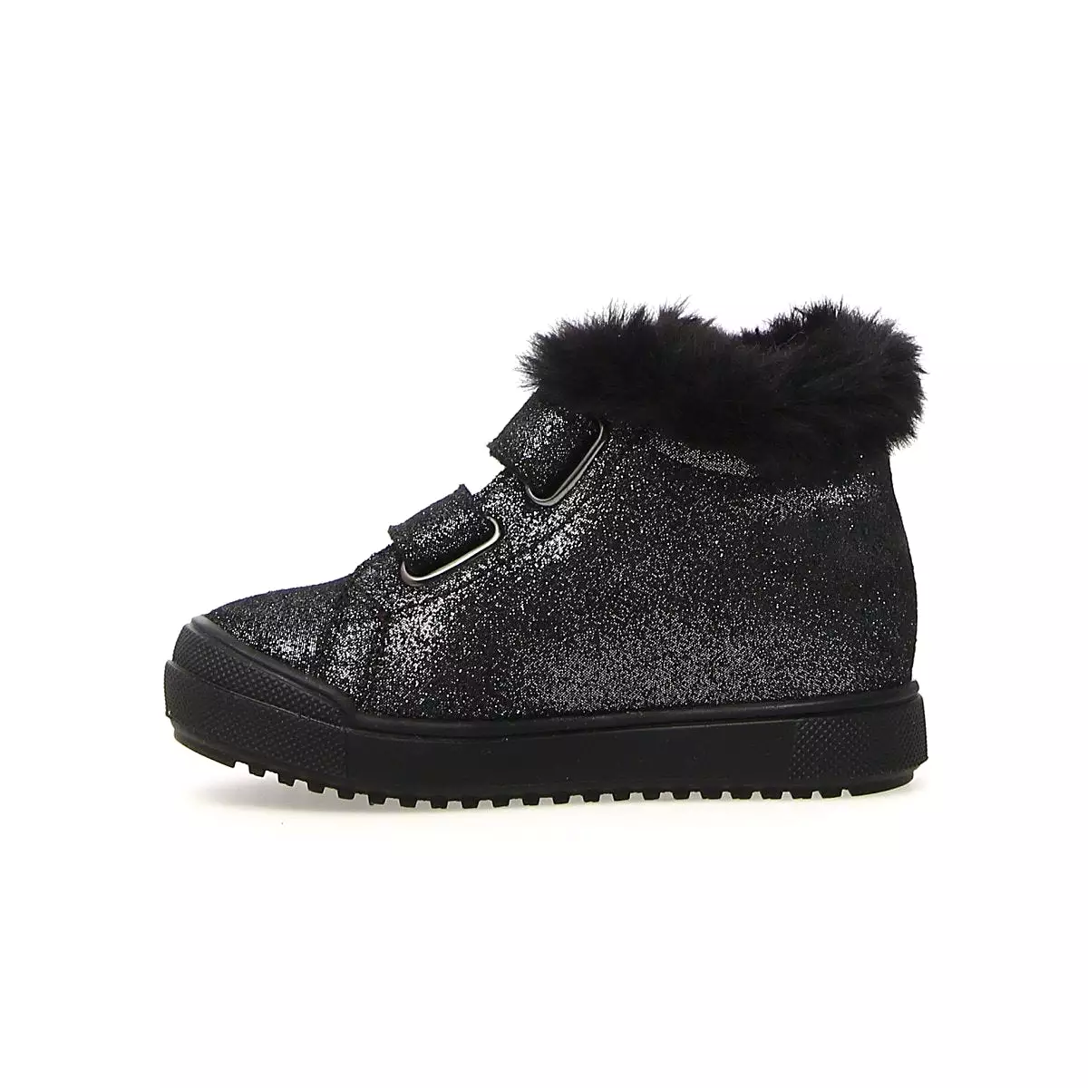 Naturino Girls Sizes 27-32 Waterproof Black Glitter Fur Lined Shoes