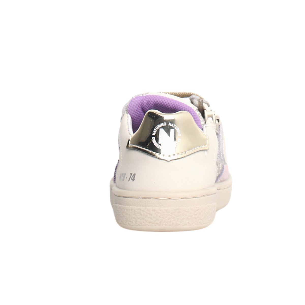 Naturino Girls White Leather Glitter Shoes with Side Zip - Sizes 33-35