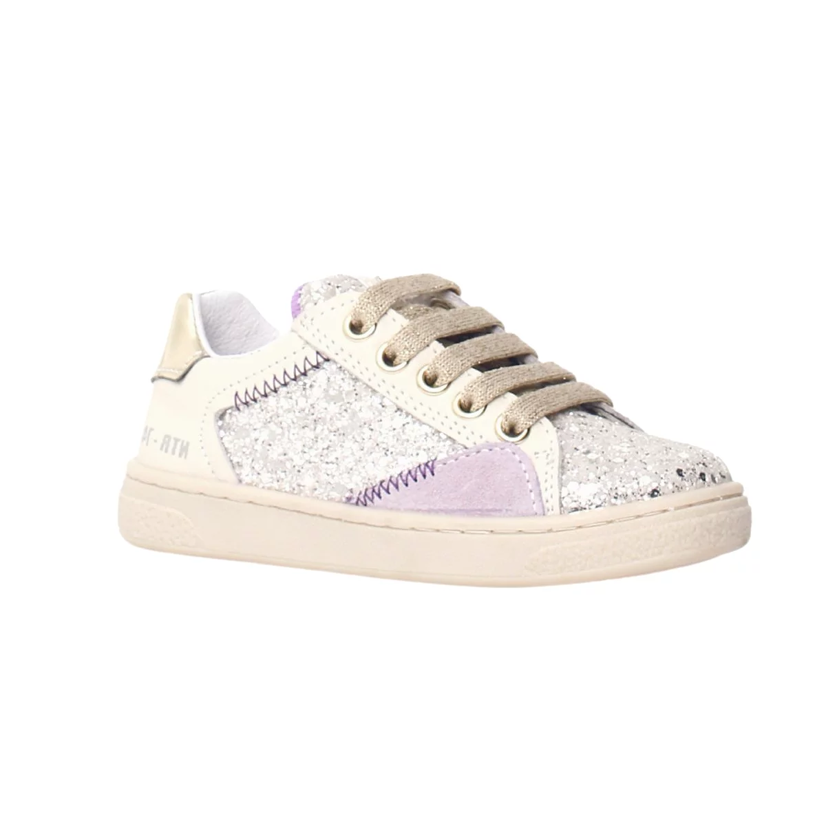 Naturino Girl's White Leather/Glitter Side Zip - Sizes 33-35.