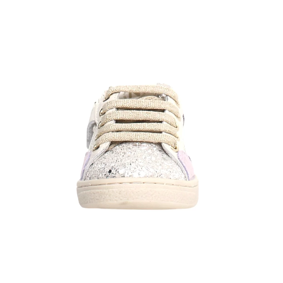 Naturino Girl's White Leather/Glitter Side Zip - Sizes 33-35.