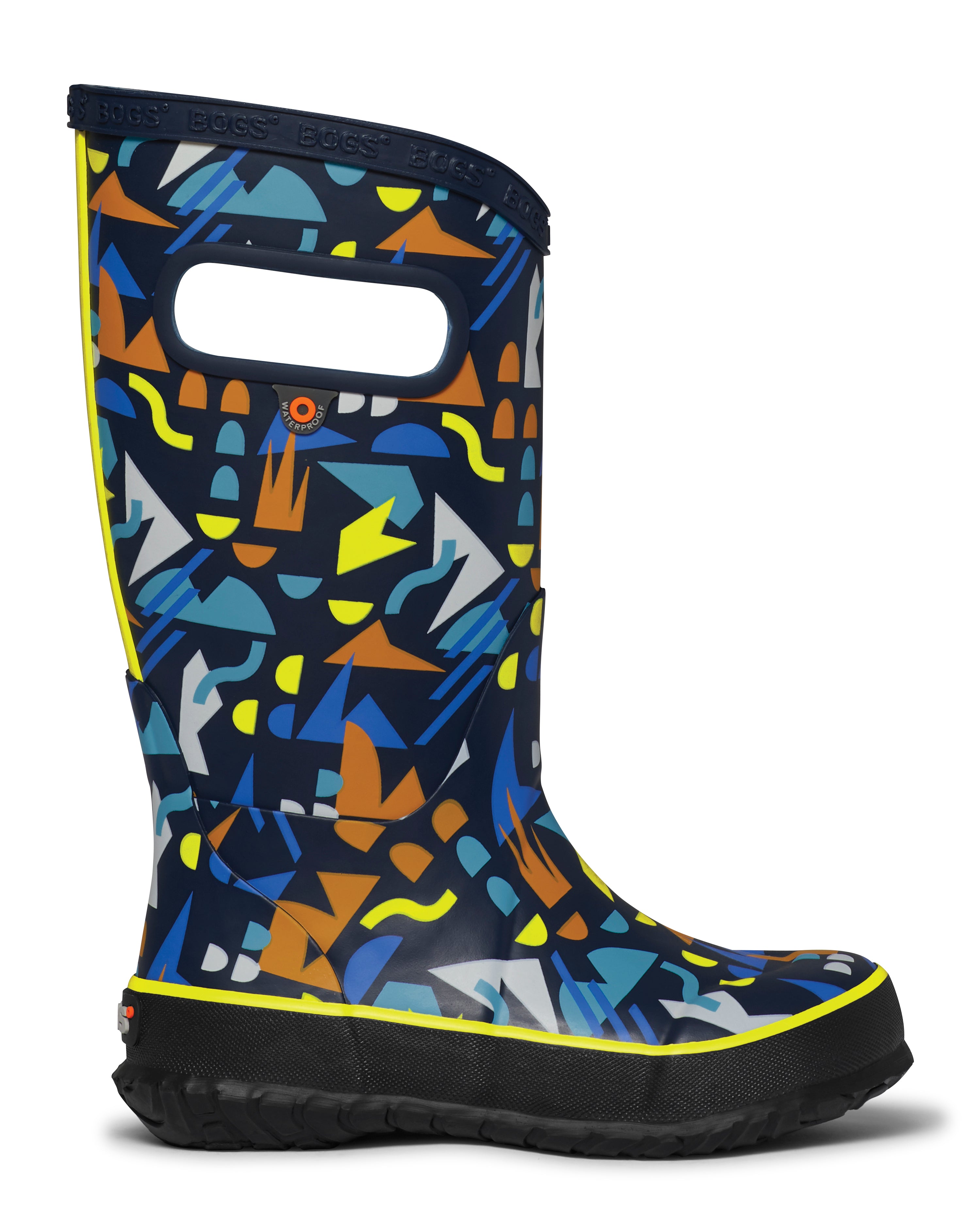 Navy Multi Geo Print Rain Boots