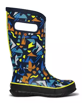 Navy Multi Rain Boot with Sparse Geo Print