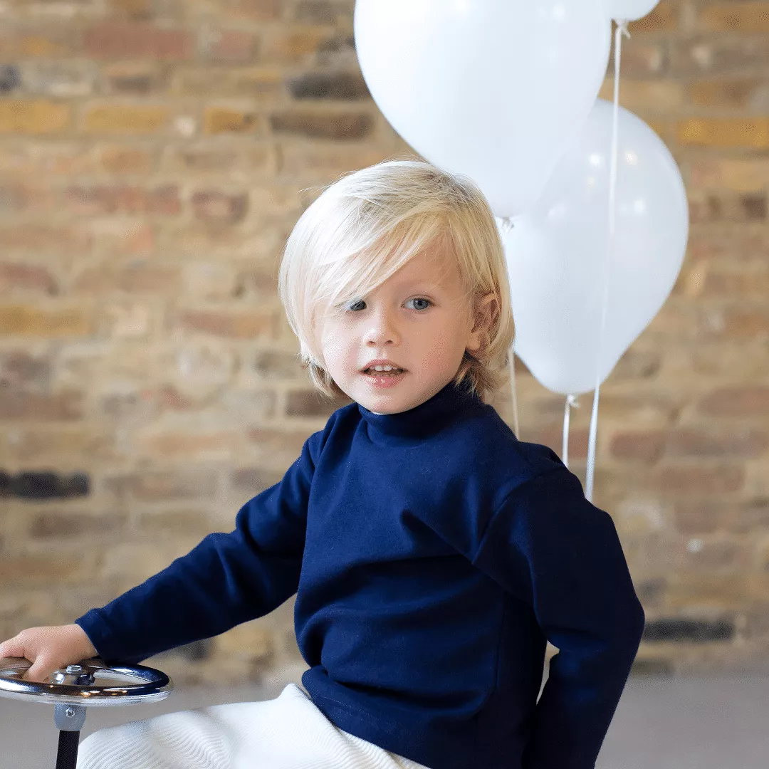 Navy Turtleneck Top