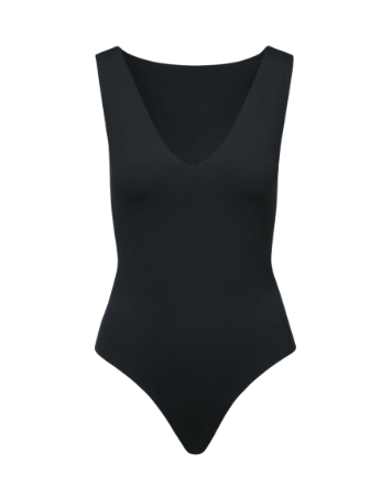 Neoprene plunging neckline bodysuit