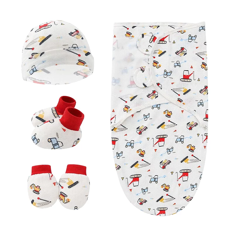 Newborn Swaddle Set with Hat, Gloves, and Socks