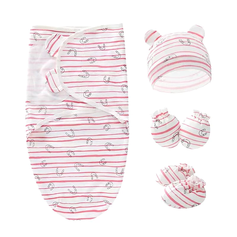 Newborn Swaddle Set with Hat, Gloves, and Socks