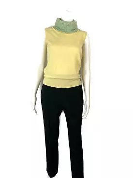 NWT Chanel 01A 2001 Fall green yellow turtleneck sweater blouse size FR 40 US 4