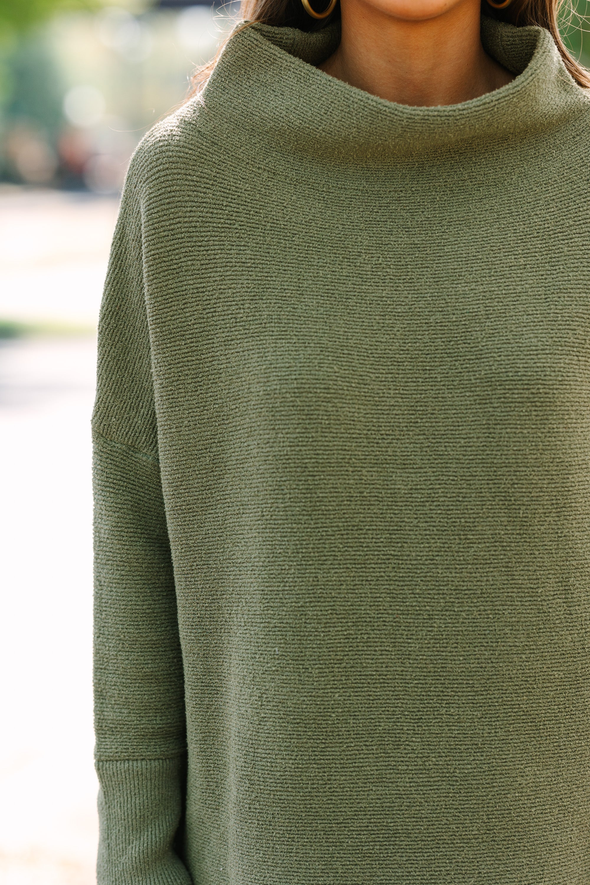 Olive Green Mock Neck Tunic, Slouchy Style, Perfect for Every Occasion, Shop Now