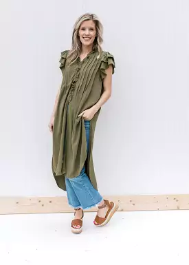 Olive Ruffle Tunic