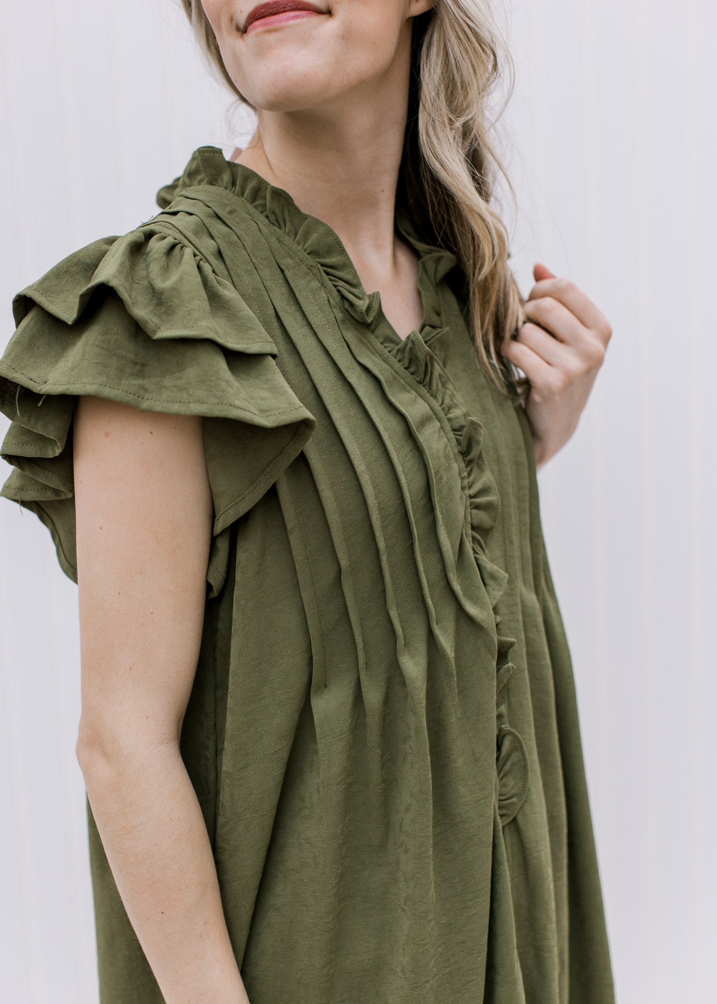 Olive Ruffle Tunic