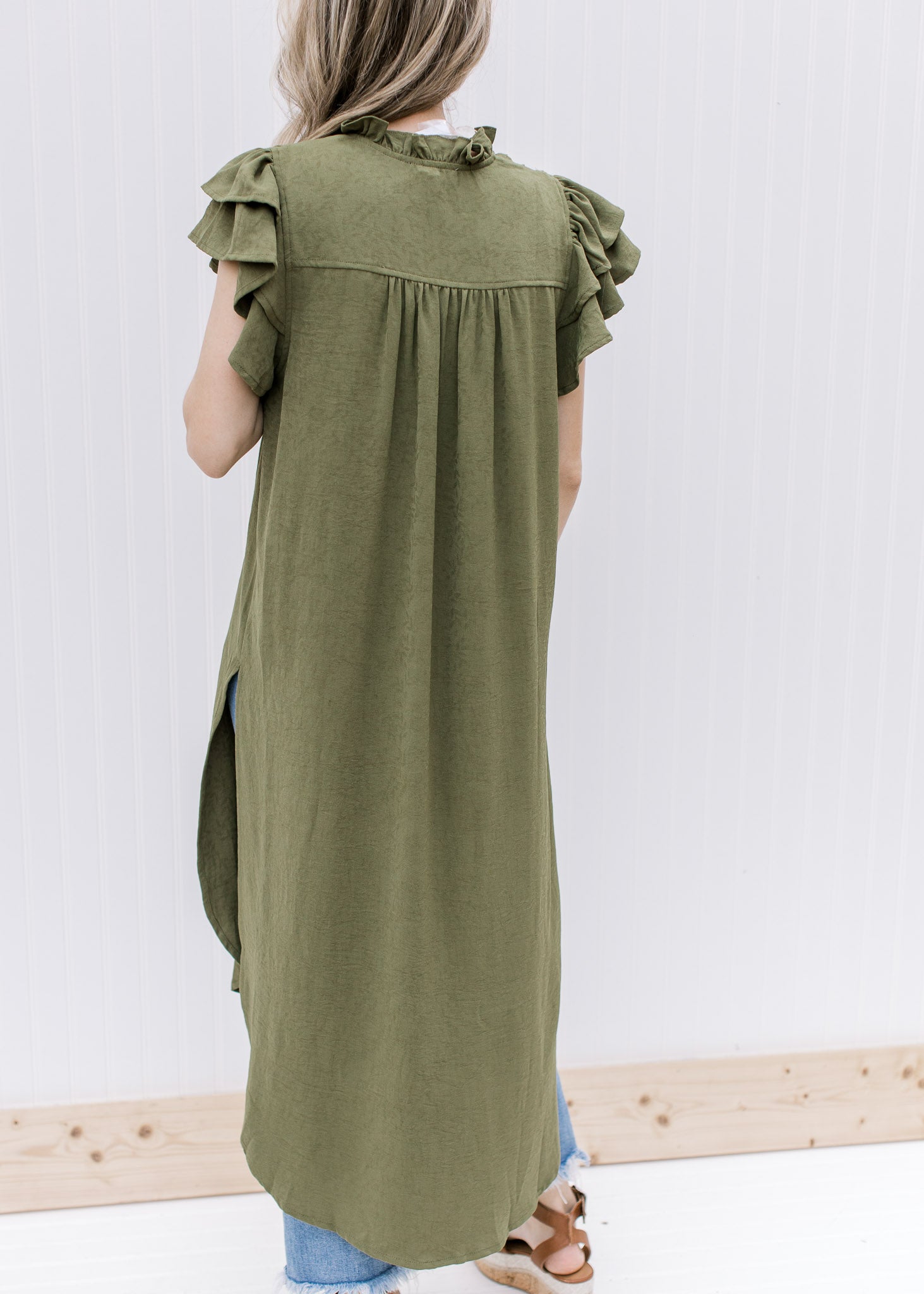 Olive Ruffle Tunic