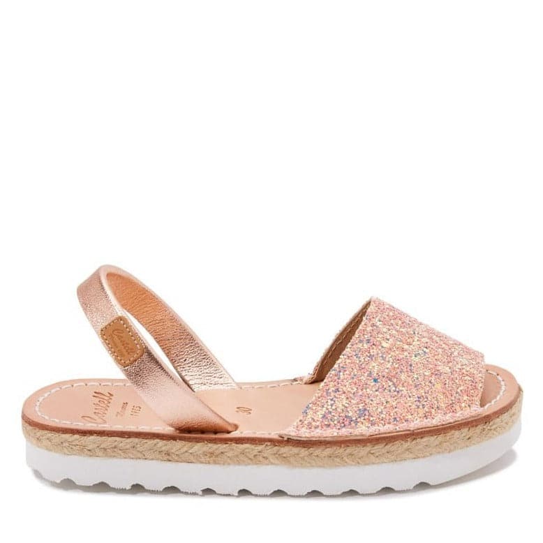 Open Toe Glitter Kids Leather Sandal - Roma 1886R Strech