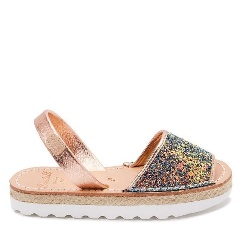 Open Toe Glitter Kids Leather Sandal - Roma 1886R Strech