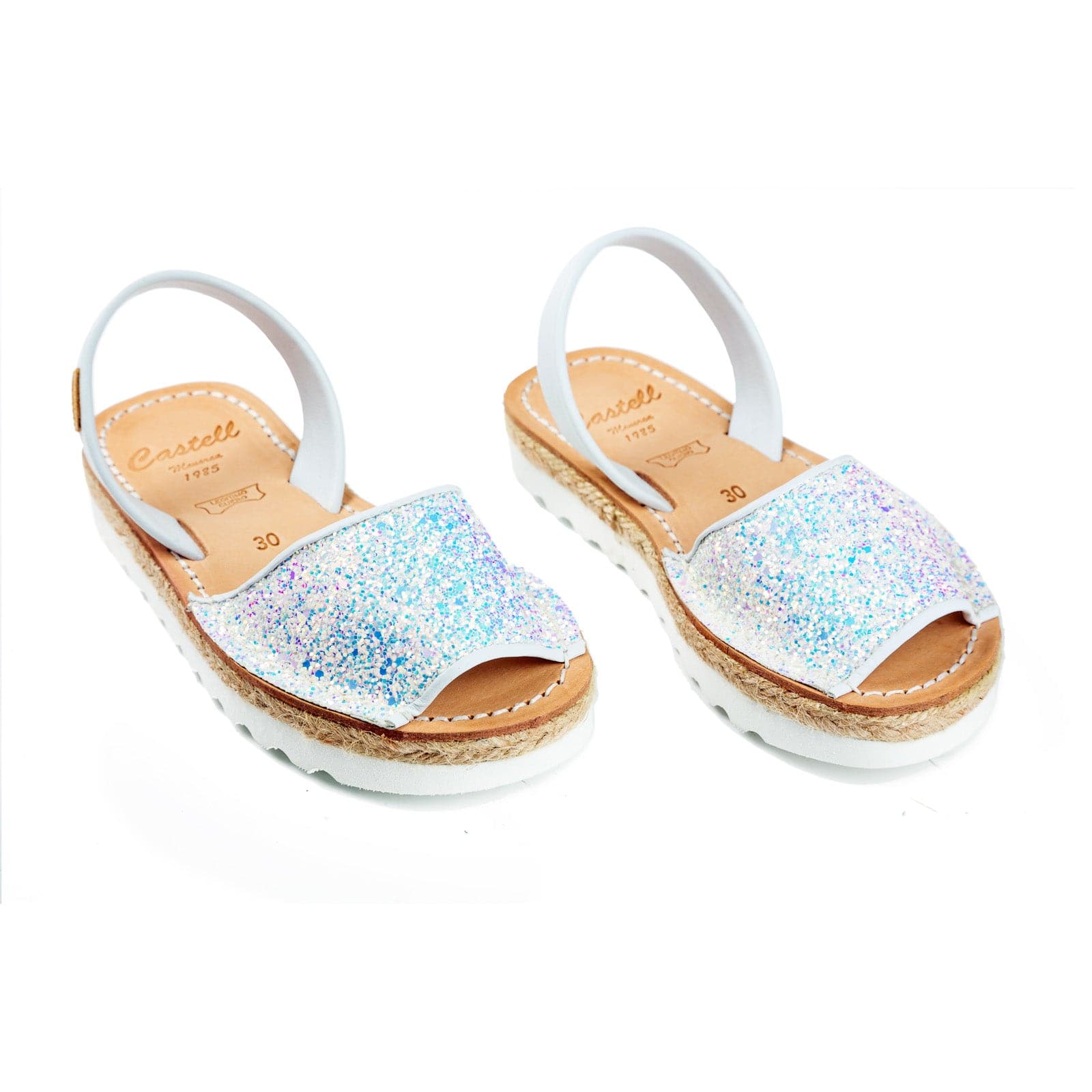 Open Toe Glitter Kids Leather Sandal - Roma 1886R Strech