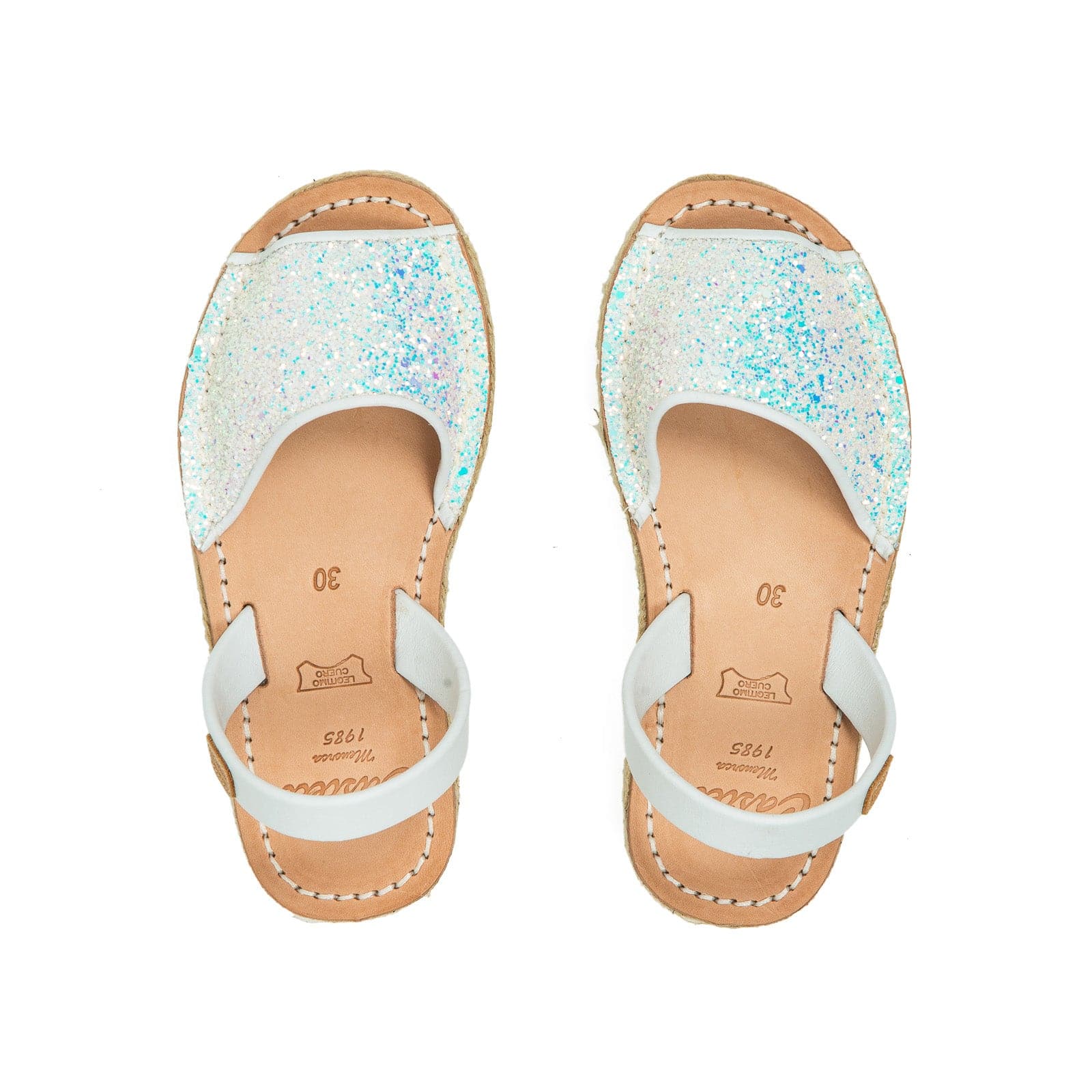 Open Toe Glitter Kids Leather Sandal - Roma 1886R Strech