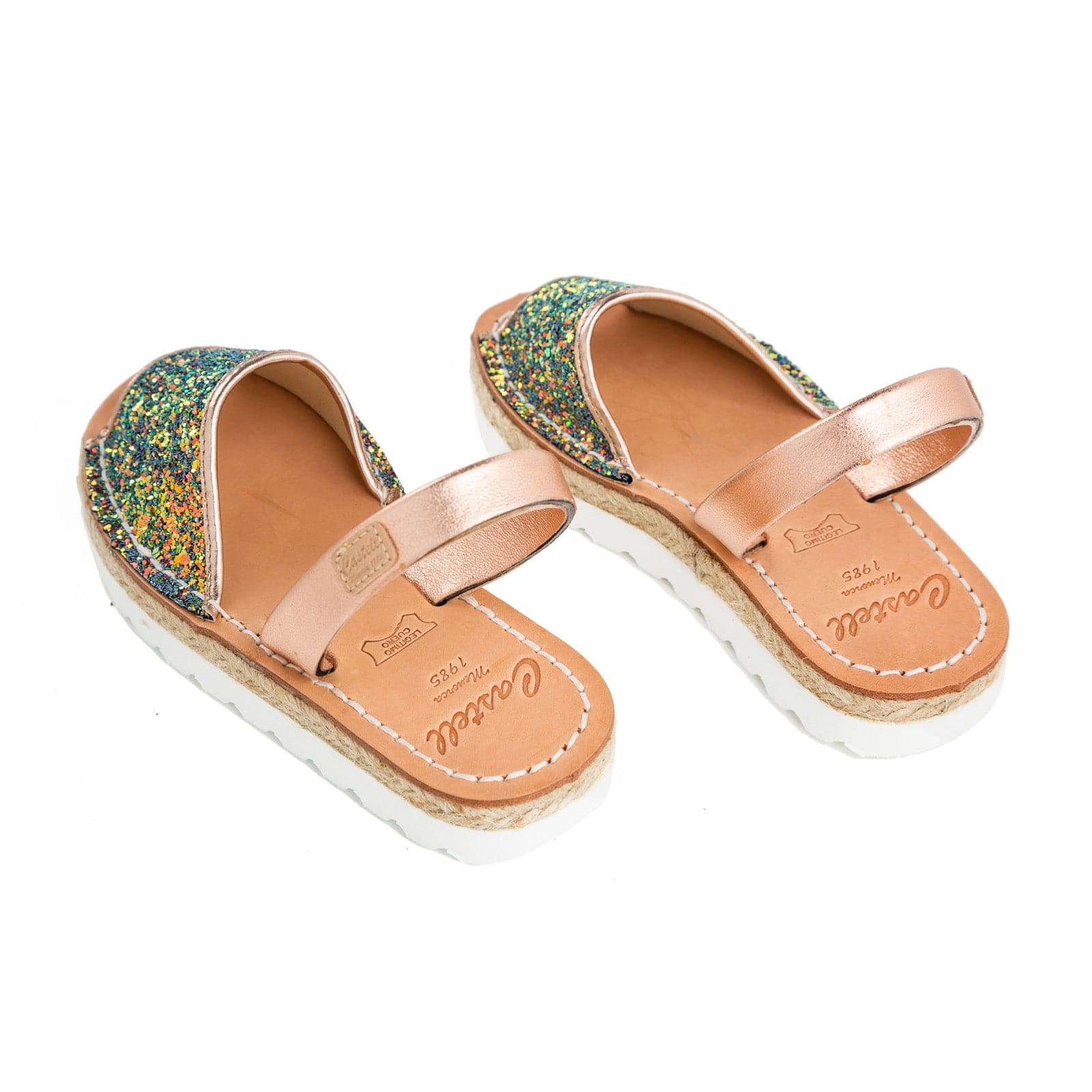 Open Toe Glitter Kids Leather Sandal - Roma 1886R Strech