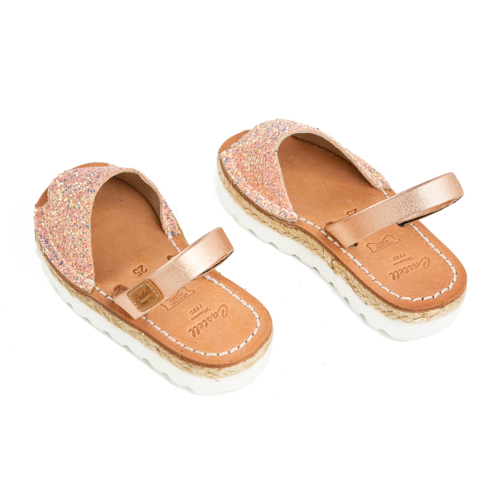 Open Toe Glitter Kids Leather Sandal - Roma 1886R Strech