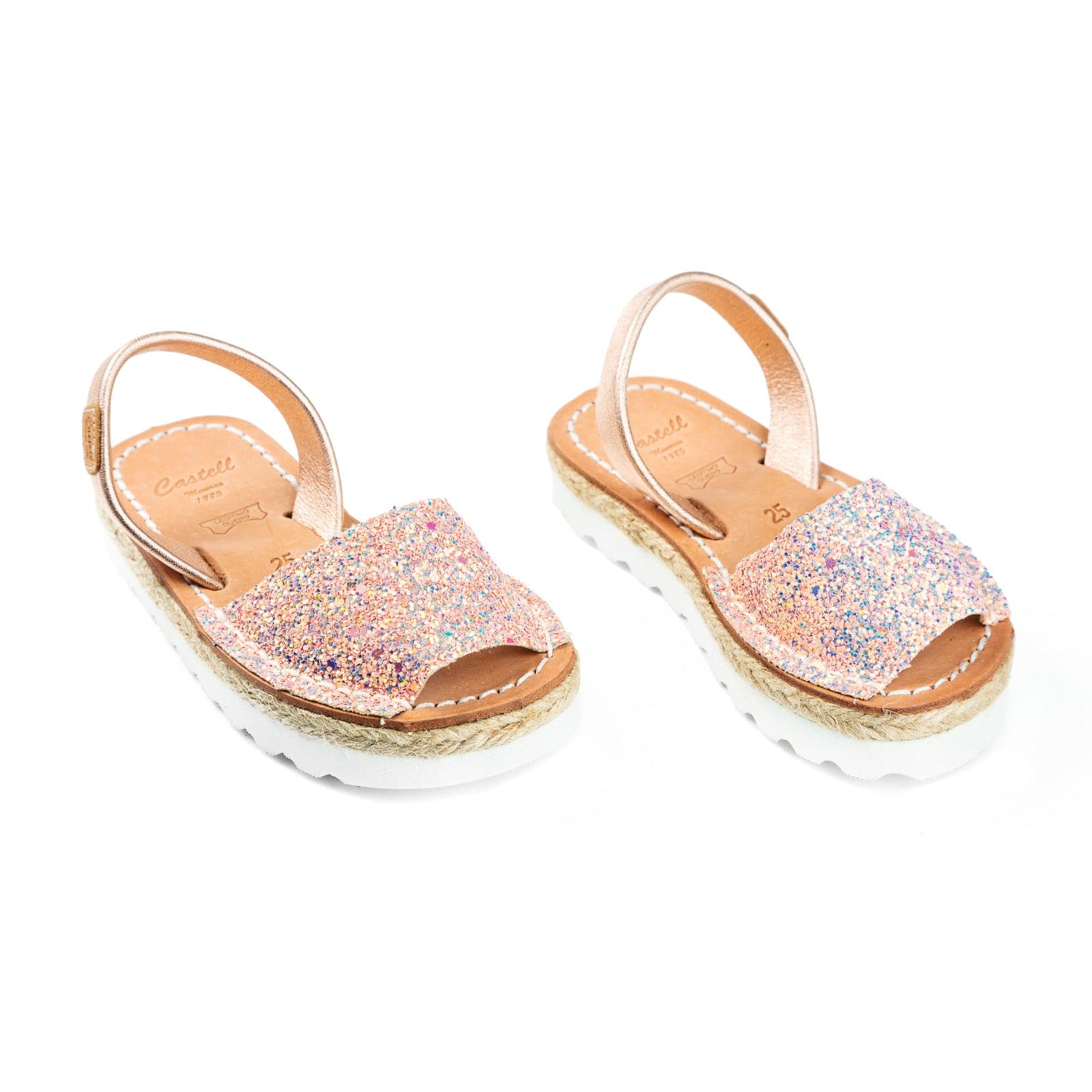 Open Toe Glitter Kids Leather Sandal - Roma 1886R Strech