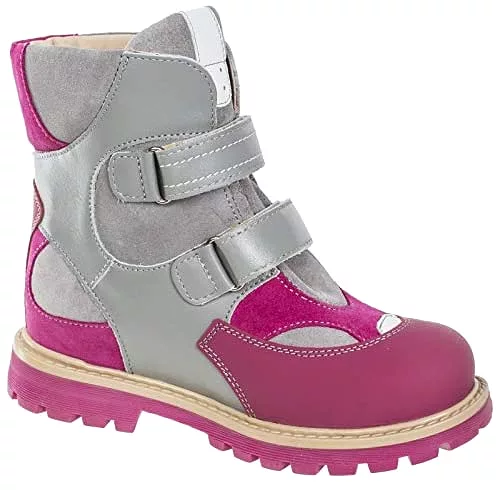 Orthopedic Boots - Autumn Winter Outdoor Shoes - High Top - Fasteners - Baby Toddler Kids - Boys Girls - Gray Pink.