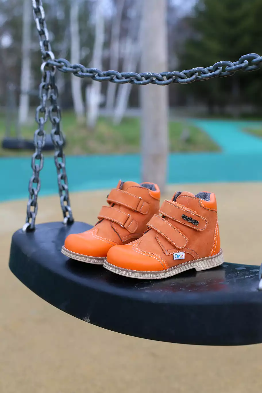 Orthopedic Boots for Kids - TW-318-6 Orange Autumn/Winter Outdoor Shoes with Two Fasteners