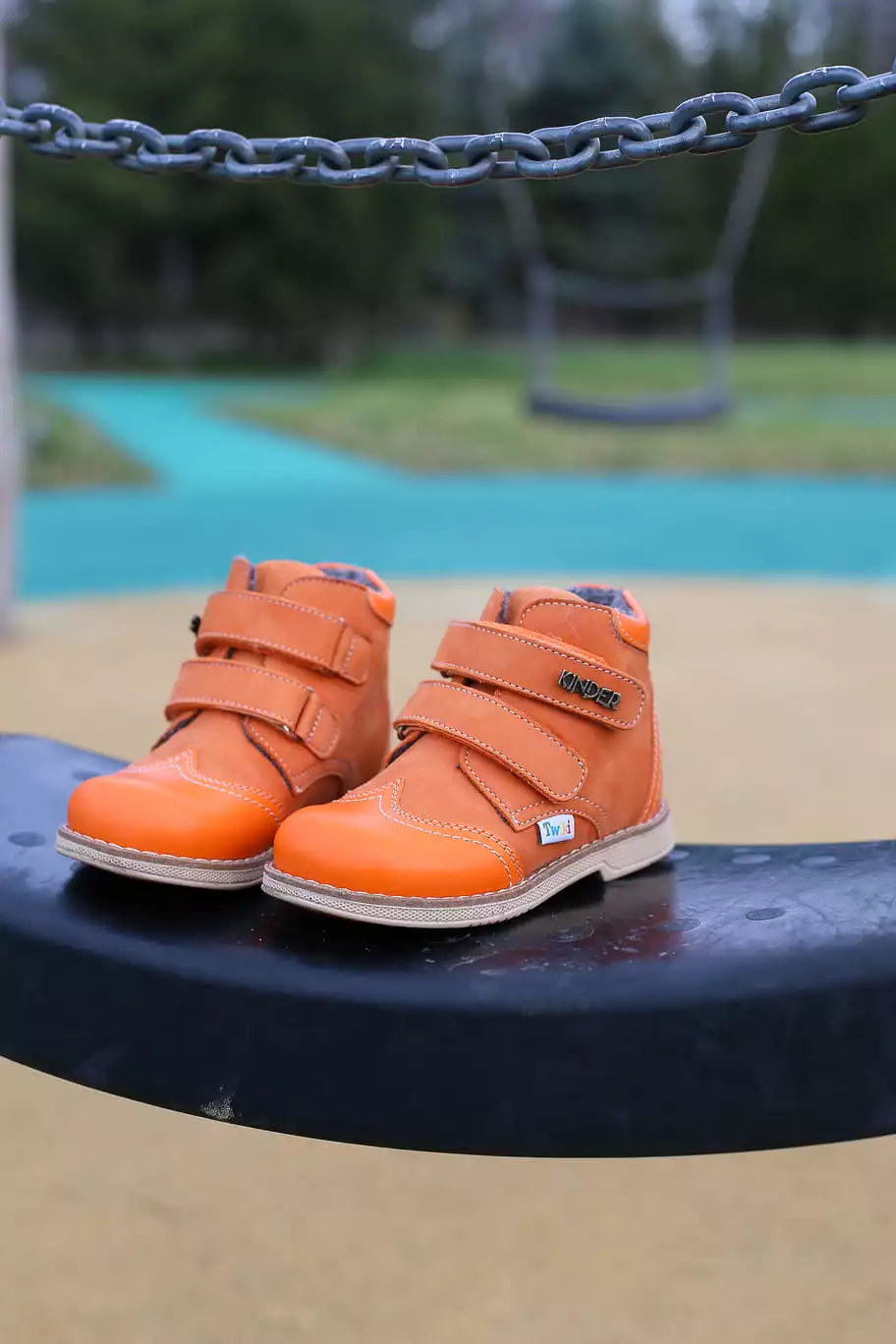 Orthopedic Boots for Kids - TW-318-6 Orange Autumn/Winter Outdoor Shoes with Two Fasteners