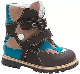 Orthopedic Boots Kids Brown/Turquoise - Autumn Winter Outdoor Shoes - High Top - Two Fasteners