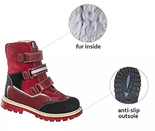 Orthopedic Winter Boots - High Top Insulated Shoes for Baby, Toddler, Kids - Girls & Boys - 3 Fasteners - Outdoor Autumn