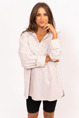 Oversized Striped Tunic Poplin