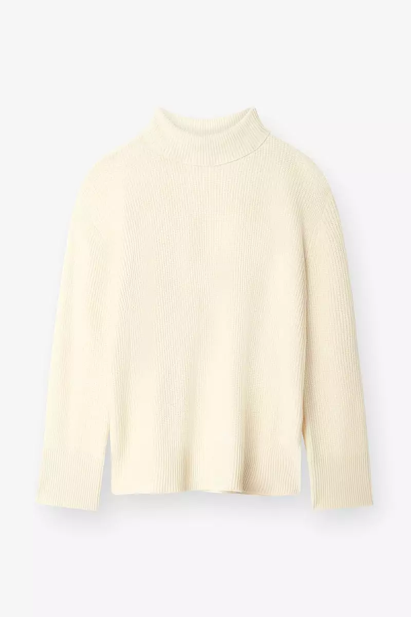 Oversized Turtleneck Sweater in Eco White.