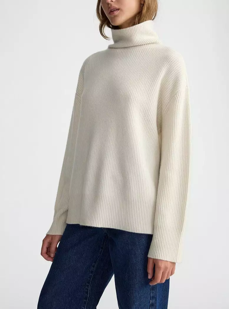 Oversized Turtleneck Sweater in Eco White.